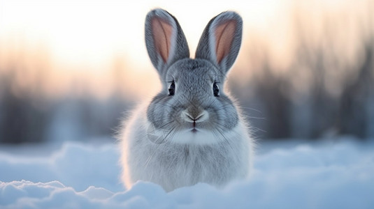 户外可爱的兔子图片