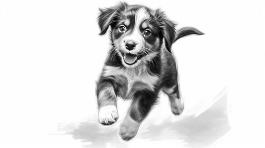 手绘可爱的小狗插图图片