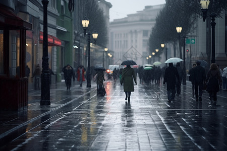 大雨过后的城市街景图片