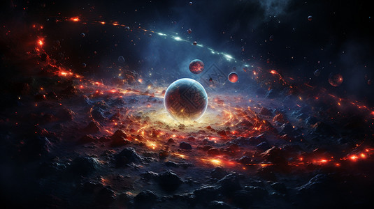 宇宙爆炸行星轨迹概念图背景图片