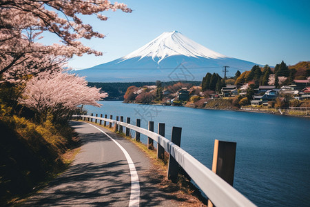 东京富士山日本东京樱花高清图片