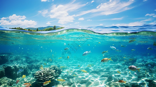 夏日岛屿中清澈的海水图片