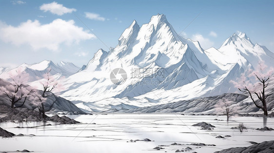 壮观的高原雪山景观图片