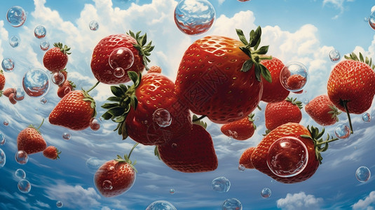 创意空中草莓图片