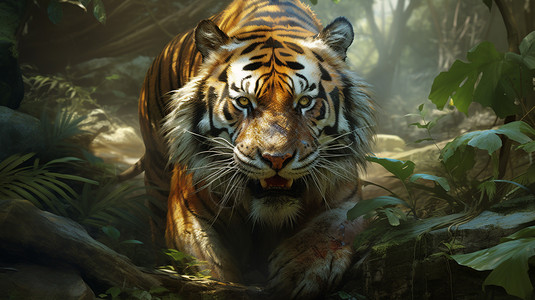 丛林中的东北虎图片素材