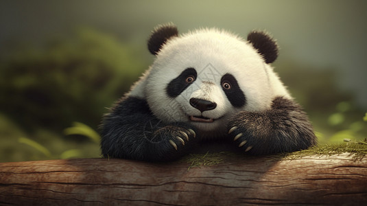呆萌可爱熊猫图片