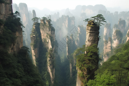 高耸的群峰悬崖风景图片