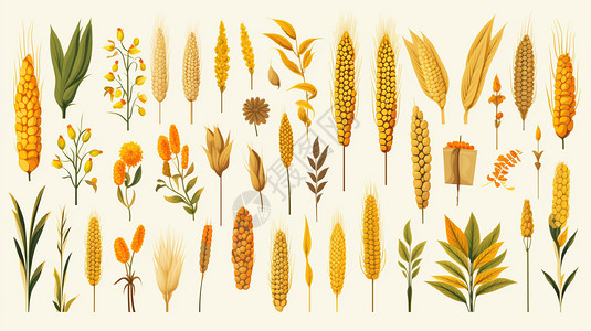 各种谷物粮食创意插图图片