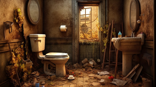 肮脏的厕所插图图片
