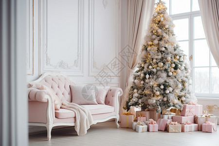 粉色的圣诞节装饰图片