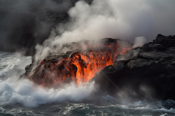 喷发的火山图片