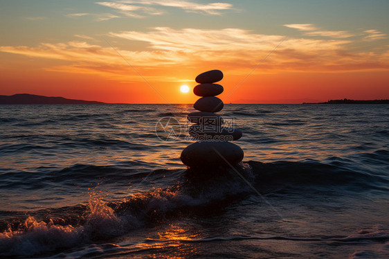 夕阳下的地中海图片