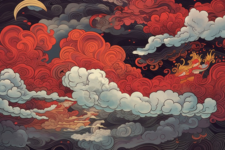 彩色艺术云图案背景图片