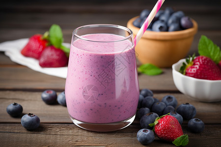 健康营养的蓝莓奶昔图片