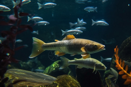 观赏鱼在水族馆中图片