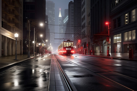 夜晚城市街头的景观高清图片