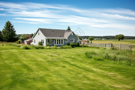 草地上的农舍图片