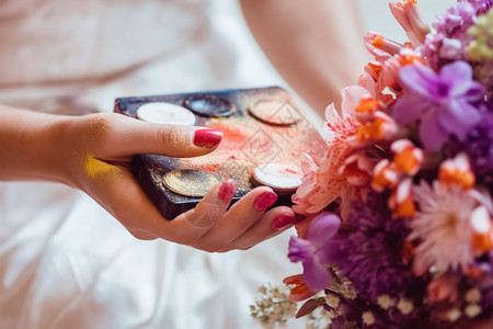 时尚的婚礼化妆粉背景图片