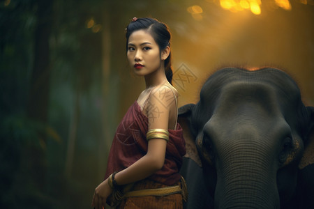 野外优雅的泰国女子图片