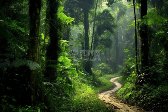 丛林中的山路图片