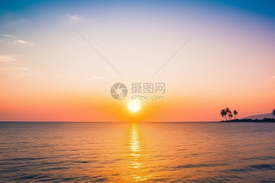 日出日落海面图片