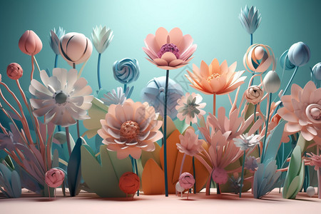 梦幻的3D花朵图片