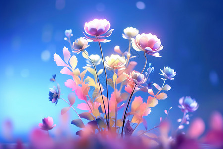 皮克斯风格的美丽花朵背景图片