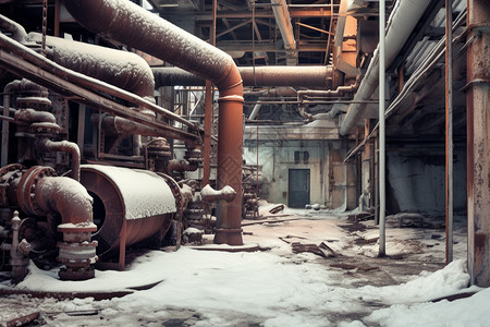 冬天废弃的工厂图片