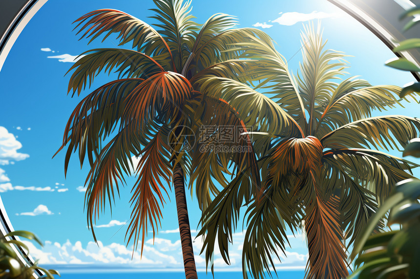 宁静的椰子树图片