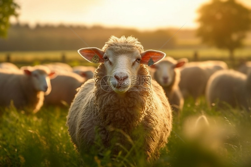 沐浴阳光的绵羊图片