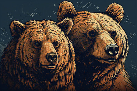 熊的平面插图图片