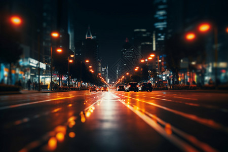 景观道路午夜城市交通背景