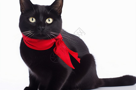 带着红色围巾的猫咪图片