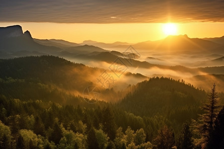 夕阳下的山谷图片