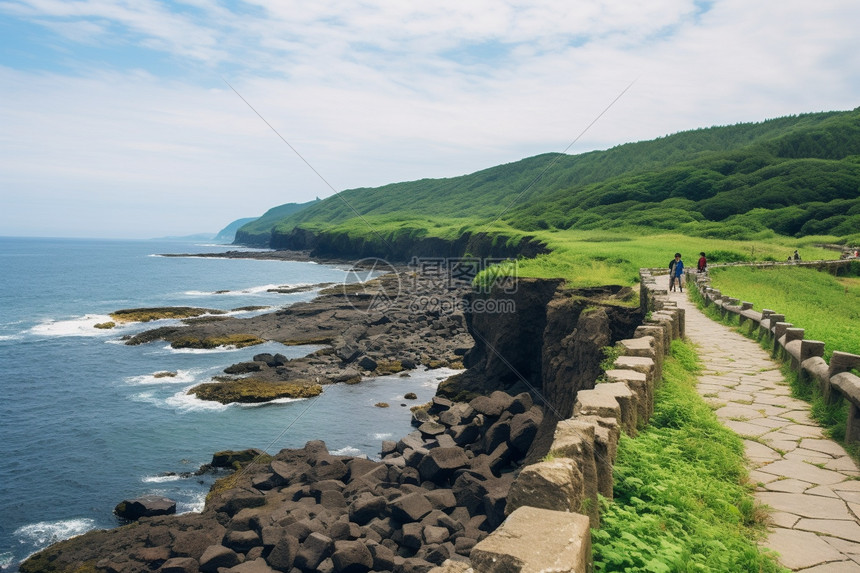 夏季济州岛的美丽景观图片