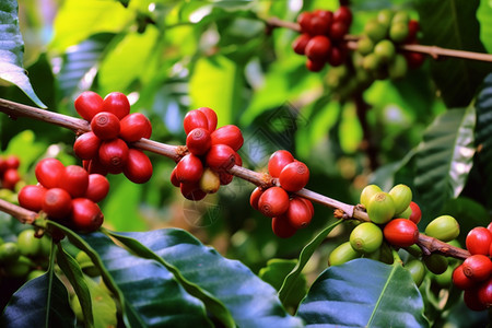 种植园中的咖啡果实图片