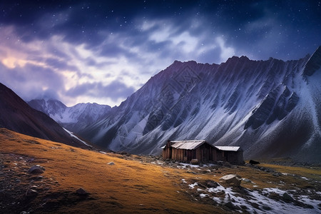 壮观的雪山景观图片