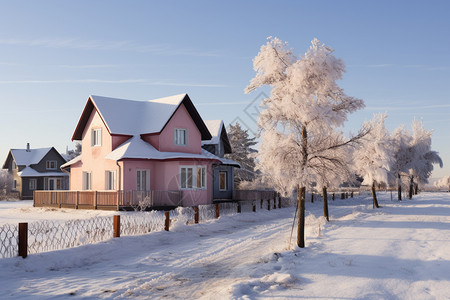 寒冷的冬天房屋图片