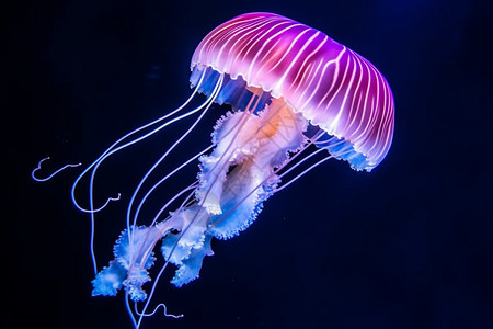 深海水母水族馆里美丽的水母背景