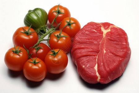 生牛肉和生番茄图片