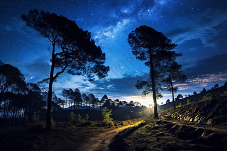 星空夜景户外夜景背景