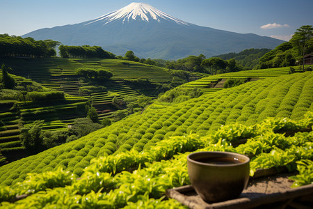 山间种植的茶园景观图片