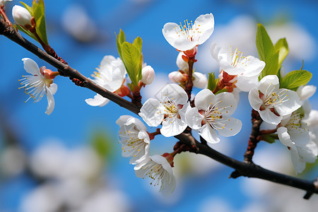 春季盛开的杏花背景图片