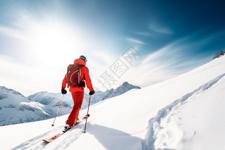 冒险的高山滑雪者背景