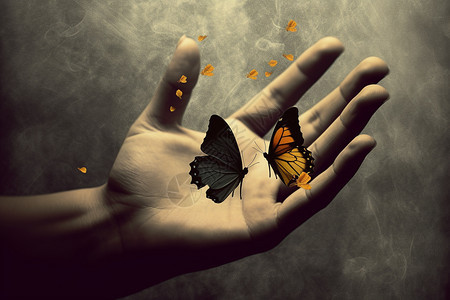 蝴蝶在手上图片