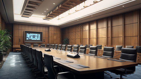 现代企业内部的大型会议室图片