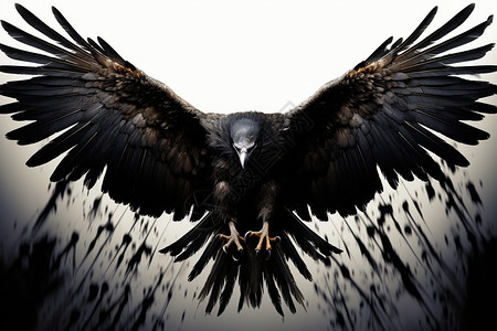 展翅的黑色雄鹰背景图片