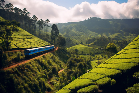 斯里兰卡海边火车亚洲国家自然景观背景