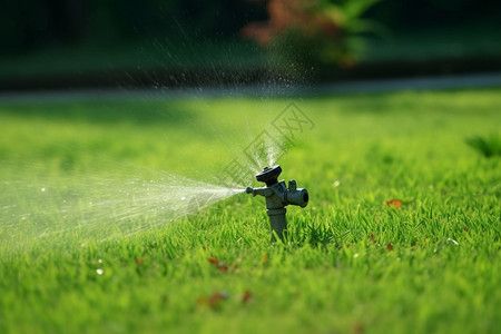 自动灌溉的草坪图片