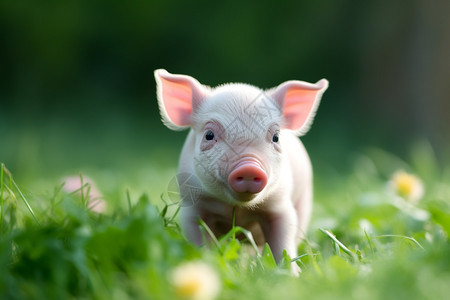 快乐小猪草地上快乐的小猪背景